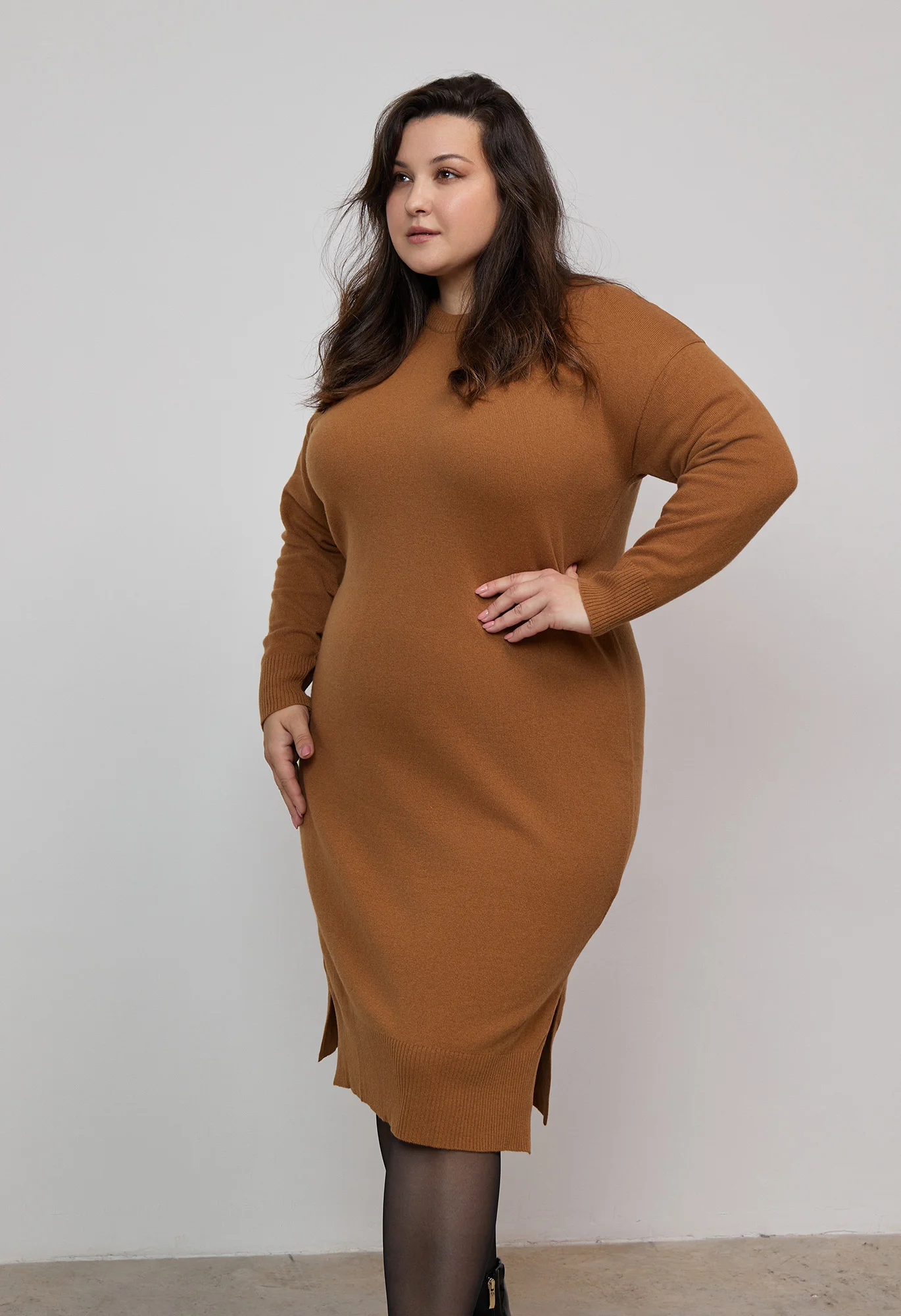 платье длинное из шерсти мериноса